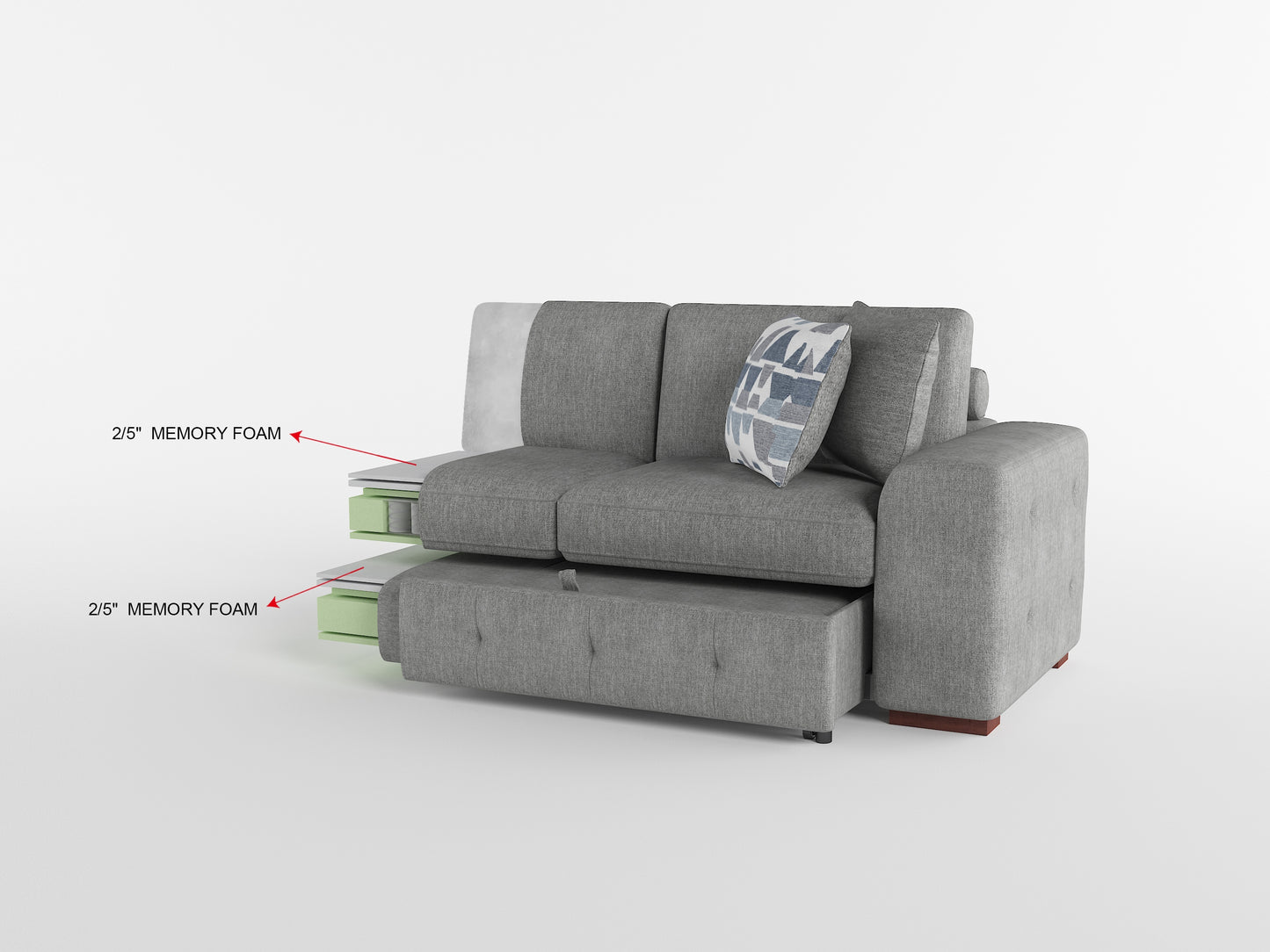 Raife Sleeper Sectional LEFT OR RIGHT CHAISE GREY