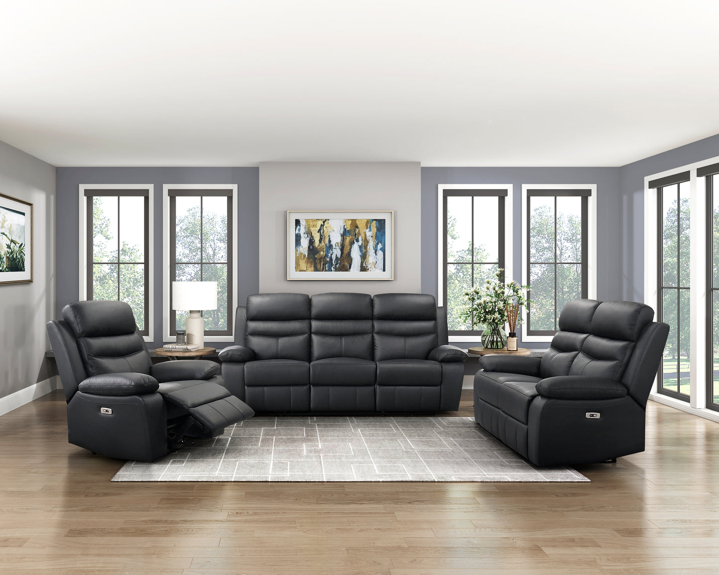 Hancock Power Reclining Sofa BLACK LEATHER