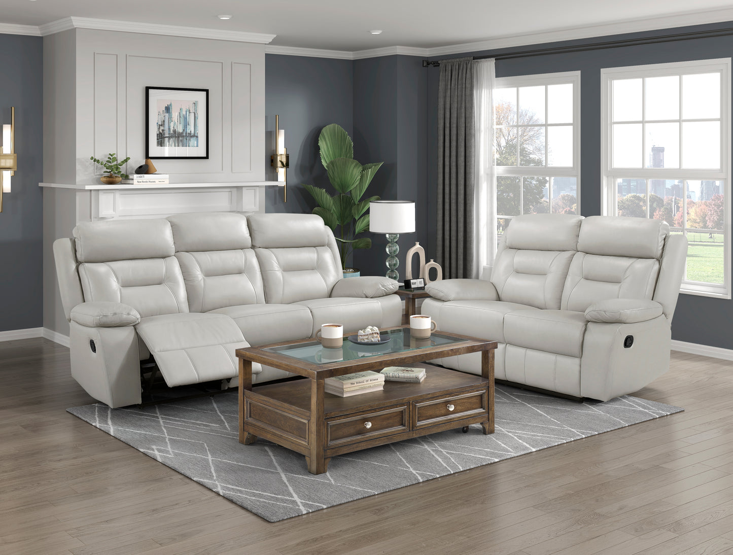 Laconia Reclining Sofa SILVER LEATHER