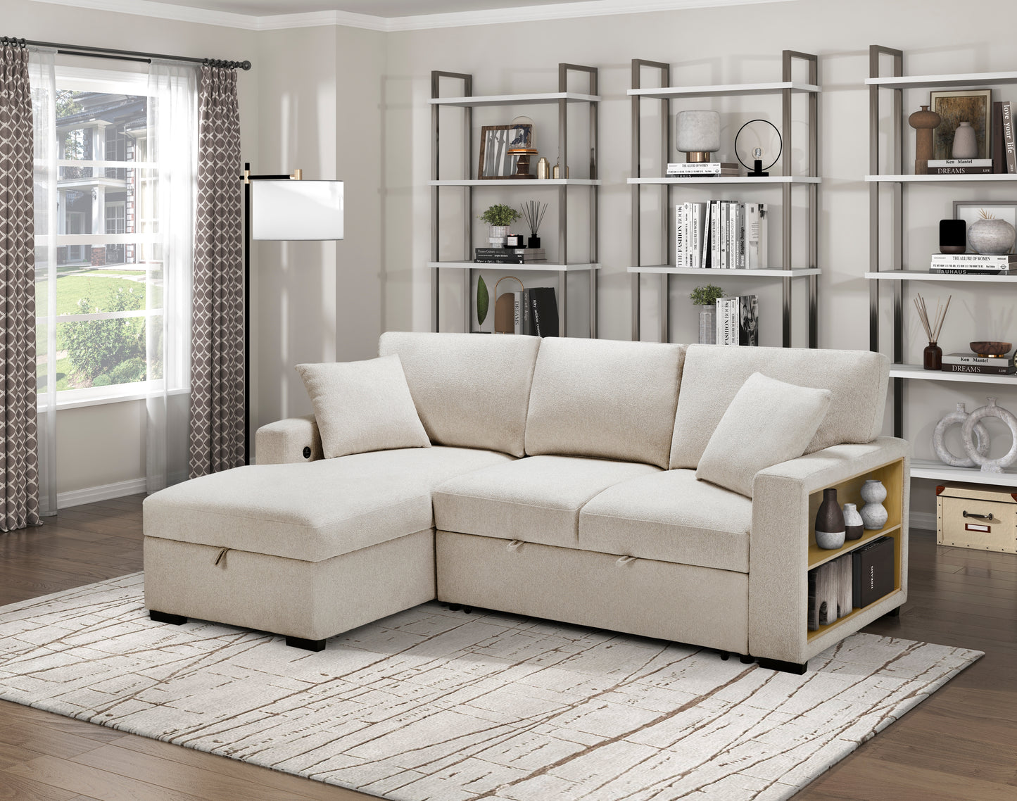 Pompano Sleeper Sectional LEFT OR RIGHT CHAISE BEIGE