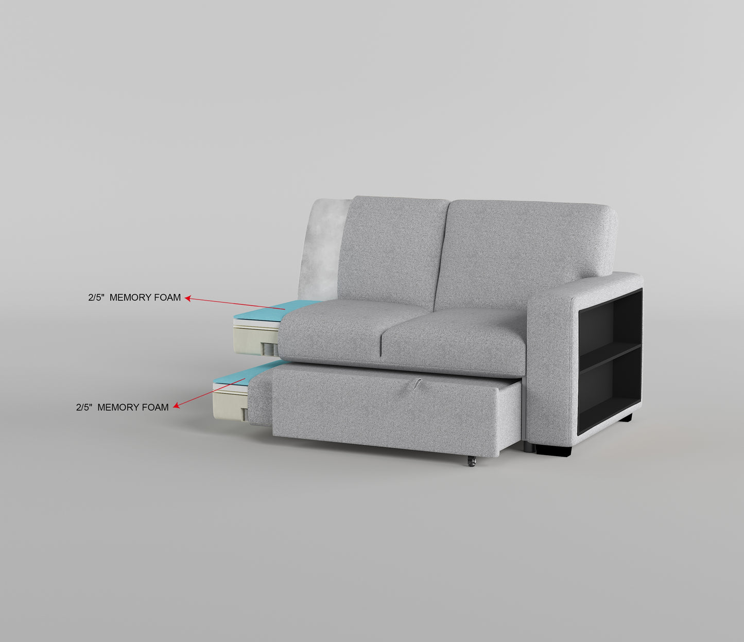 Pompano Sleeper Sectional LEFT OR RIGHT CHAISE GREY