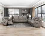 Oberon Reclining Sofa GREYISH BROWN MICROFIBER