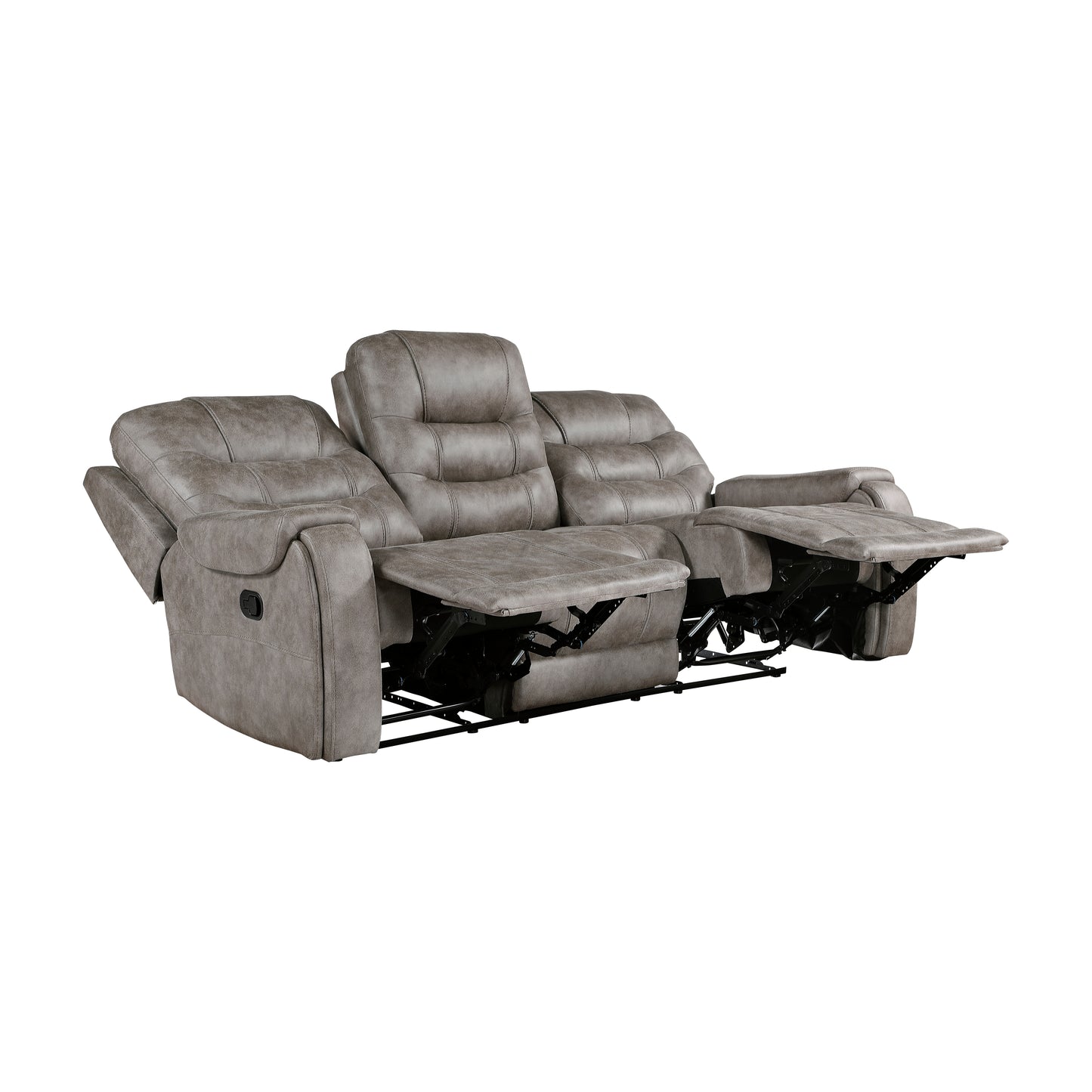 Oberon Reclining Sofa GREYISH BROWN MICROFIBER