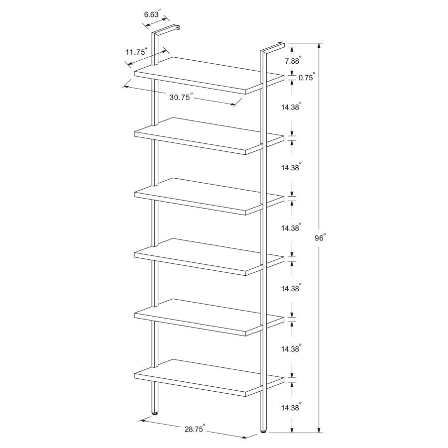 OWENS 96-INCH 6-SHELF WALL BOOKSHELF WALNUT