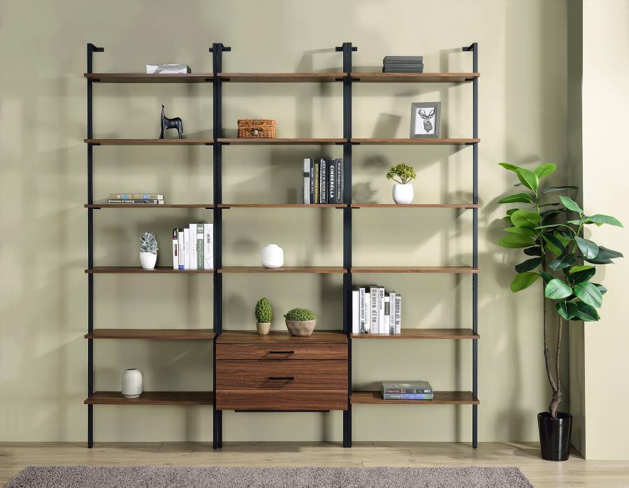 OWENS 96-INCH 6-SHELF WALL BOOKSHELF WALNUT