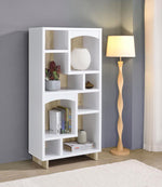 DALTON 65-INCH 6-SHELF BOOKCASE WHITE AND DISTRESSED PINE