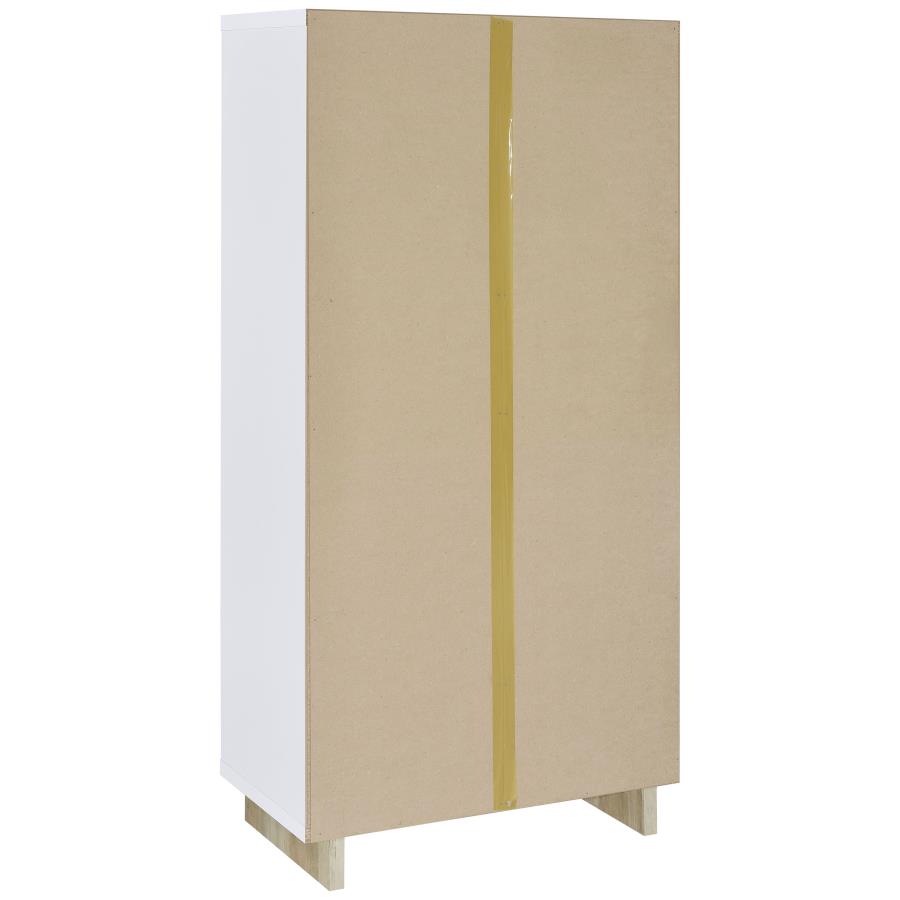 DALTON 65-INCH 6-SHELF BOOKCASE WHITE AND DISTRESSED PINE
