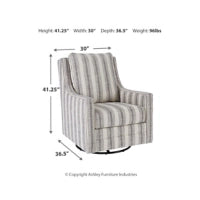 Kambria Swivel Glider Accent Chair IVORY/BLACK