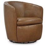 Kierreys Swivel Accent 100% Leather Chair CARAMEL
