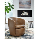 Kierreys Swivel Accent 100% Leather Chair CARAMEL