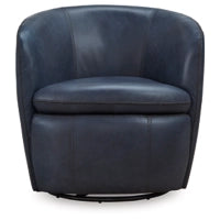 Kierreys Swivel Accent  100% Leather Chair OCEAN