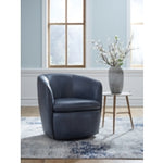 Kierreys Swivel Accent  100% Leather Chair OCEAN