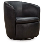Kierreys Swivel Accent  100% Leather Chair MIDNITE