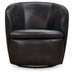 Kierreys Swivel Accent  100% Leather Chair MIDNITE