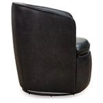 Kierreys Swivel Accent  100% Leather Chair MIDNITE