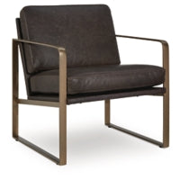 Bradett Accent 100% Leather Chair DARK BROWN/GOLD