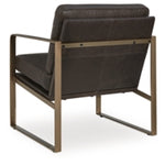 Bradett Accent 100% Leather Chair DARK BROWN/GOLD