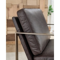 Bradett Accent 100% Leather Chair DARK BROWN/GOLD