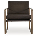 Bradett Accent 100% Leather Chair DARK BROWN/GOLD