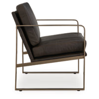 Bradett Accent 100% Leather Chair DARK BROWN/GOLD