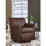 Braydunn Swivel Glider Accent Leather Chair EXPRESSO BROWN