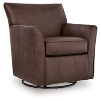 Braydunn Swivel Glider Accent Leather Chair EXPRESSO BROWN