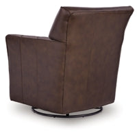 Braydunn Swivel Glider Accent Leather Chair EXPRESSO BROWN