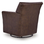Braydunn Swivel Glider Accent Leather Chair EXPRESSO BROWN