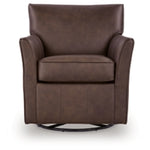 Braydunn Swivel Glider Accent Leather Chair EXPRESSO BROWN