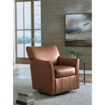 Braydunn Swivel Glider Accent Leather Chair CARAMEL