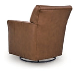 Braydunn Swivel Glider Accent Leather Chair CARAMEL