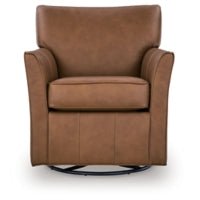 Braydunn Swivel Glider Accent Leather Chair CARAMEL