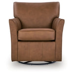Braydunn Swivel Glider Accent Leather Chair CARAMEL