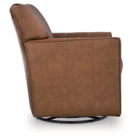 Braydunn Swivel Glider Accent Leather Chair CARAMEL