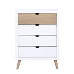 Asker 5 Drawer Chest WHITE/NATURAL