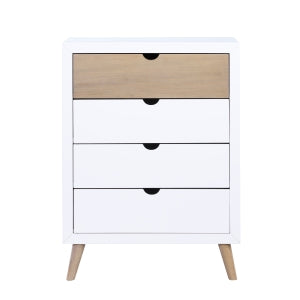 Asker 5 Drawer Chest WHITE/NATURAL