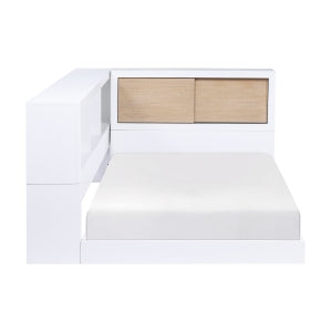 AskerTwin Bookcase Corner Platform Bed WHITE