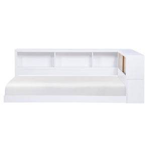 AskerTwin Bookcase Corner Platform Bed WHITE