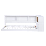 AskerTwin Bookcase Corner Platform Bed WHITE