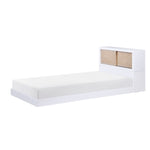 Asker Twin Bookcase Platform Bed WHITE/NATURAL