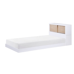 Asker Twin Bookcase Platform Bed WHITE/NATURAL