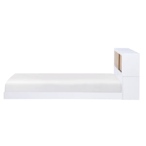 Asker Twin Bookcase Platform Bed WHITE/NATURAL