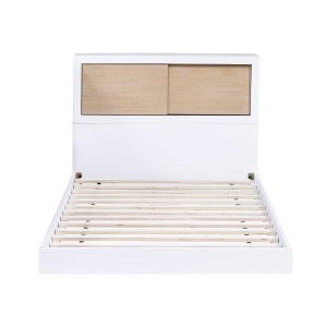 Asker Twin Bookcase Platform Bed WHITE/NATURAL