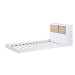 Asker Twin Bookcase Platform Bed WHITE/NATURAL