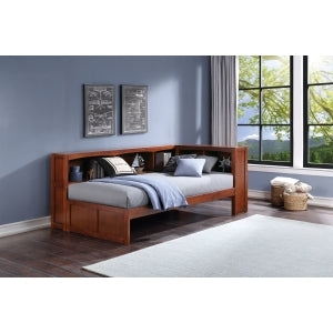 RoweTwin Bookcase Corner Platform Bed DARK CHERRY