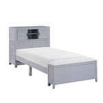 Sloane Twin Bookcase Platform Bed with Hidden Desk, Stool and Storage Bench SMOKE GREY