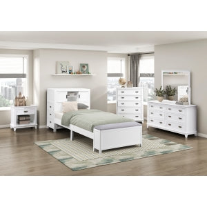 Sloane Twin Bookcase Platform Bed with Hidden Desk, Stool and Storage Bench