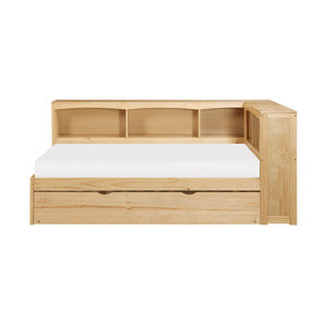 Bartly Twin Bookcase Corner Platform Bed with Twin Trundle