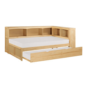 Bartly Twin Bookcase Corner Platform Bed with Twin Trundle