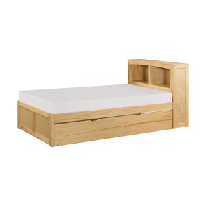 BartlyTwin Bookcase Platform Bed with Twin Trundle NATURAL